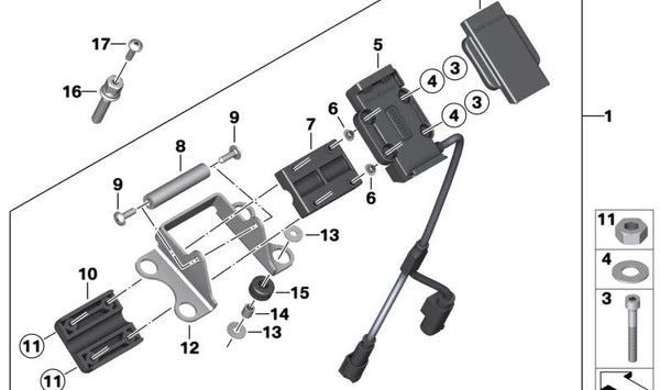 Tornillo de maneta de embrague OEM 32718396665 para BMW Motorrad R nineT, R nineT Pure, R nineT Racer, R nineT Scrambler, R nineT Urban G/S. Original BMW Motorrad.