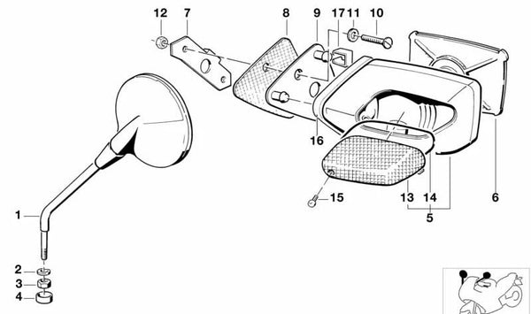 Arandela OEM 46631455030 para BMW Motorrad K 100 RS (KK58) modelos 0502 y 0503. Compatible con producción desde 1983 hasta 1989. Pieza original BMW Motorrad.