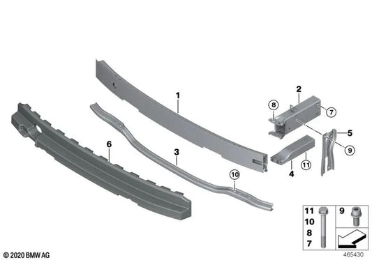 Front right lower bar for BMW I01, I01N (OEM 51647374810). Original BMW.
