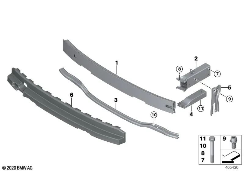 Soporte del parachoques delantero inferior para BMW i (OEM 51117296853). Original BMW.