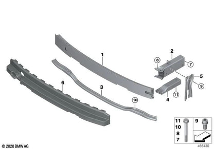Soporte del parachoques delantero inferior para BMW i (OEM 51117296853). Original BMW.