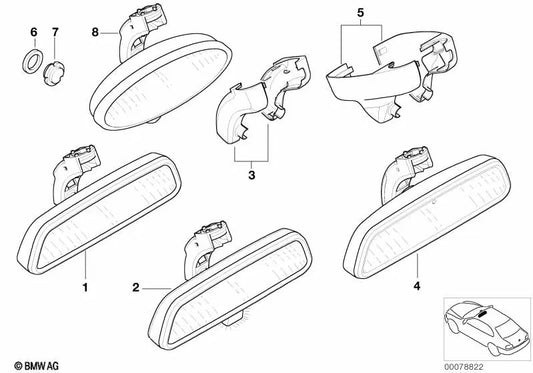 Innenräumspiegel EC / LED für BMW E46, E39 (OEM 51168189317). Original BMW
