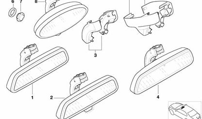 Cubierta base retrovisor interior OEM 51161954117 para BMW E30, E36, E46, E90, E91, E92, E93, E34, E39, E63, E64, E32, E38, E65, E66, E83, E53, Z1, Z3, E85, E89, E52. Original BMW.