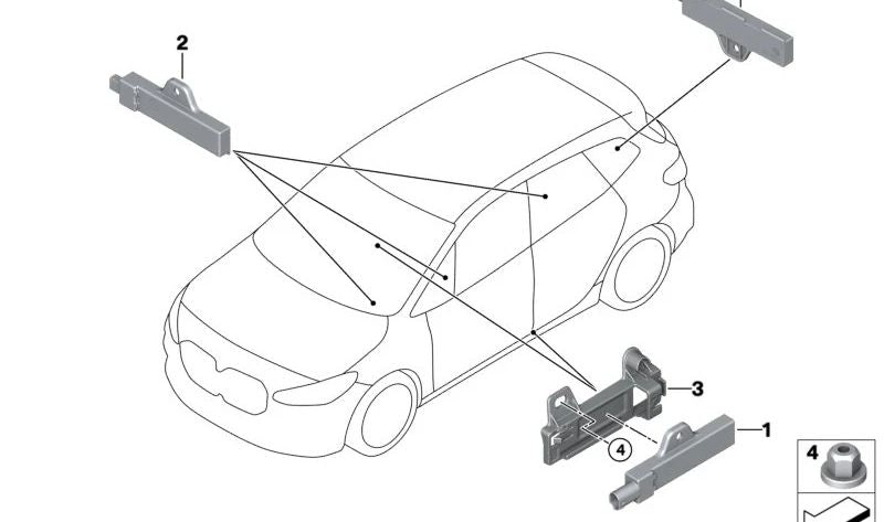 Suporte Acesso IFfort Acesso para BMW Series 2 U06, X1 U11, U12, X2 U10, Mini U25 (OEM 65205A1CDC1). BMW original