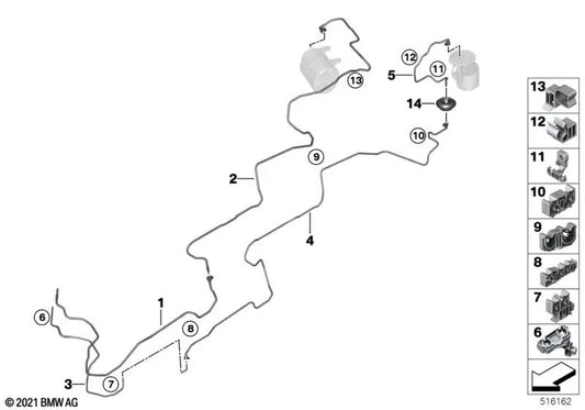 Pipe de carburant pour BMW X5 G05 (OEM 16127439955). BMW d'origine.