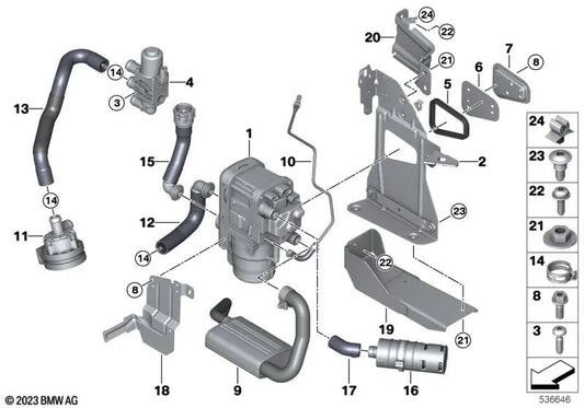 Supporto di riscaldamento stazionario per BMW G26, G60, G70 (OEM 64125A15341). BMW originale