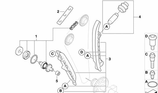 Juego de riel tensor y riel guía OEM 11317715444 para BMW Motorrad G 450X. Original BMW Motorrad.