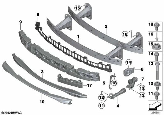 Front Paragolpes -Unterstützung für die BMW Series 1 E81, E82, E87N, E88 (OEM 51117170054). Original BMW