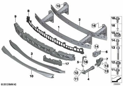 Soporte Parachoques Delantero para BMW Serie 1 E82, E88 (OEM 51117170057). Original BMW