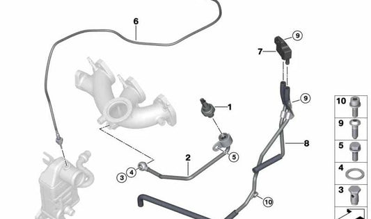 Sensor de temperatura de gases OEM 13628591433 para MINI F39, F40, F44, F45, F46, F48, F54, F55, F56, F57, F60 y BMW F40, F44, F45, F46, F48. Original MINI y BMW.