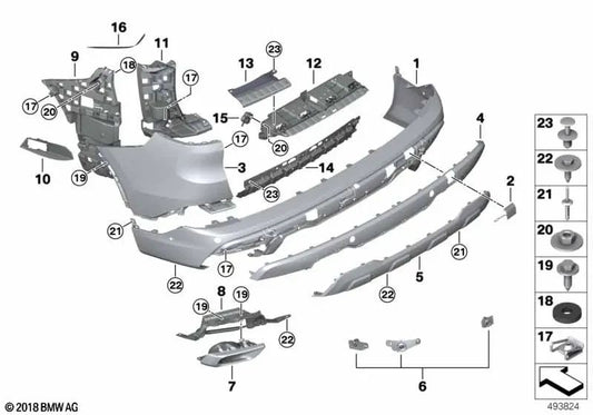Rechtsunterstützung für den rechten Innenraum für BMW X5 G05 (OEM 51127420652). Original BMW.