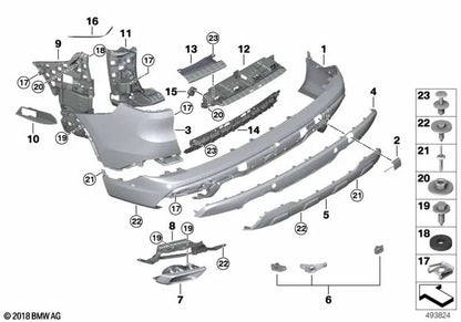 Rear lower bumper trim for BMW G05 (OEM 51128498991). Original BMW