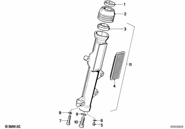 Gleitrohr negro derecho para BMW varios modelos (OEM 31421242622). Original BMW
