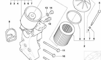 Filtro de óleo com conexão para o resfriador de óleo BMW 3 E36, E46, Z4 E85, E86 (OEM 11427839858). BMW original