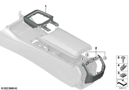 Couvercle de la console centrale arrière pour la série BMW 7 G70 (OEM 51165A2C0B6). BMW d'origine.