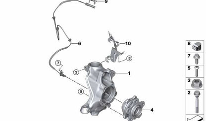 Mangueta de suspensión con corrección de caída derecha OEM 31206897100 para BMW G42. Original BMW.