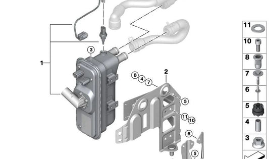Calentador eléctrico OEM 64125A66203 para BMW i3 y i8 (I12, I15) con tracción total. Modelos compatibles: I12 i8 (Z21, Z22, Z41, Z42), I15 i8 (Z61, Z62). Original BMW.