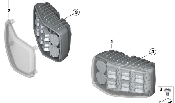 Baliza LED azul OEM 63178548512 para BMW Motorrad CK07, F 750 GS, F 800 GS, F 850 GS, F 900 GS, R 1200 RT, R 1250 RT. Luz de emergencia compatible con modelos 2013-2026. Original BMW Motorrad.