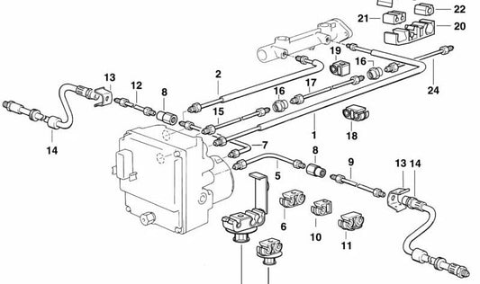 Tubo de freno OEM 34326755533 para BMW E39 (540i) y E38 (728i). Compatible con versiones automáticas y manuales, de tracción trasera. Original BMW.