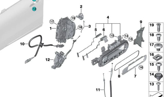 Junta embellecedor maneta exterior puerta delantera derecha OEM 51215A33F82 para BMW I20. Original BMW.