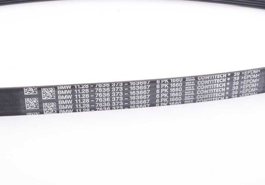 Ribbed belt for BMW E36, E34 (OEM 11287636373). Genuine BMW