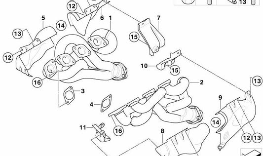Retaining clamp for BMW E90, E92, E93 5 Series E60, E61N 6 Series E63, E64 (OEM 18407836140). Original BMW