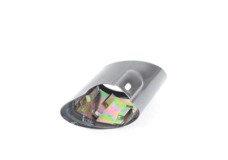 Left Chrome Exhaust Pipe Trim for BMW E70N, E71 (OEM 18307534961). Original BMW.