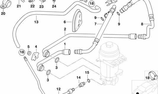 Tubería de retorno de aceite OEM 11427830718 para BMW E52. Original BMW.