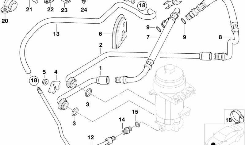 Tubo de presión de avance OEM 11427832823 para BMW E52. Original BMW.