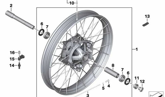 Radio de rueda OEM 36318406048 para motos BMW F 850 GS, F 900 GS, F 850 GS Adventure, F 900 GS Adventure. Original BMW Motorrad.