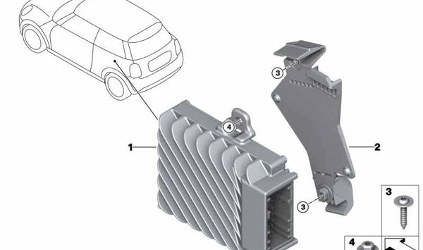 Soporte altavoz OEM 65159264551 para MINI F20, F55, F56, F57, F54, F60. Compatible con varios modelos MINI 3/5 puertas, Clubman y Countryman. Pieza original MINI.