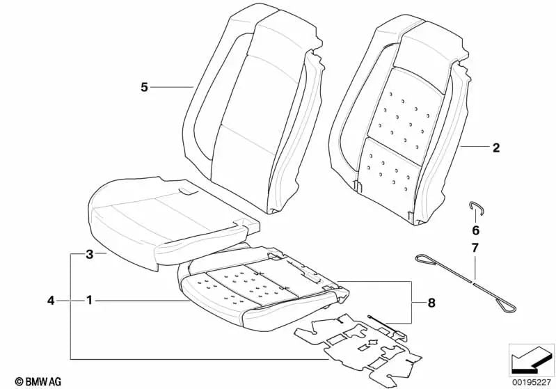 Funda respaldo de cuero izquierda para BMW Serie 3 E93, E93N (OEM 52107259183). Original BMW