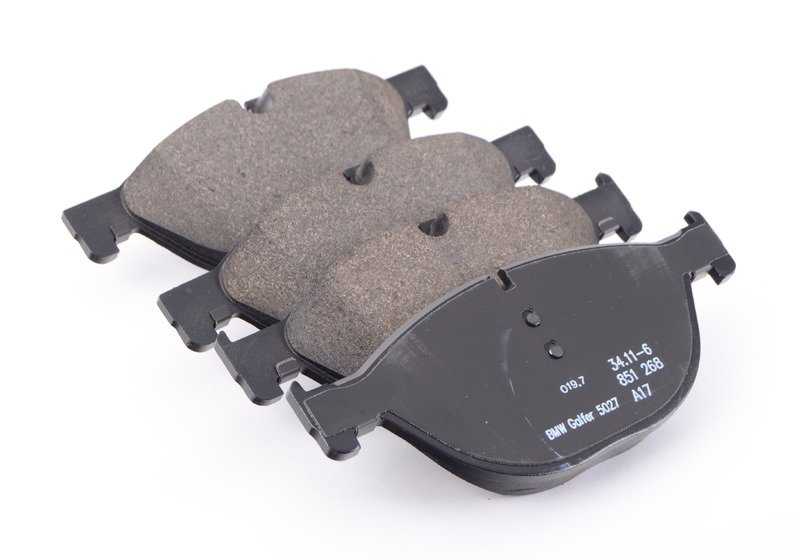Juego de pastillas de freno con sensor OEM 34112449268 para BMW F07, F07N, F10, F10N, F11, F11N, F06, F06N, F12, F12N, F13, F13N. Original BMW.