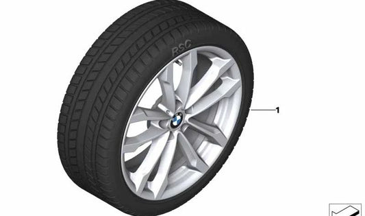 Rueda completa de invierno 245/50R19 OEM 36115A72AA6 para BMW X3 G01 y BMW X4 G02. Neumático con sensor de presión RDCi y compuesto blando. Original BMW.
