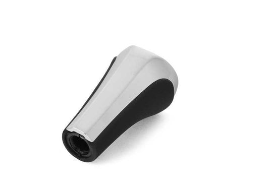 Pomo de cambio 5 marchas en cuero OEM 25117536019 para BMW E87, E36, E39, E53, Z3, E85. Acabado cromo perlado. Original BMW.
