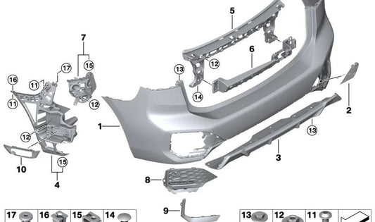 Soporte lateral trasero derecho OEM 51128080238 para BMW Serie 2 Active Tourer U06 (216i, 218d, 218i, 220d). Compatible con modelos de 2021 a 2030. Pieza original BMW.