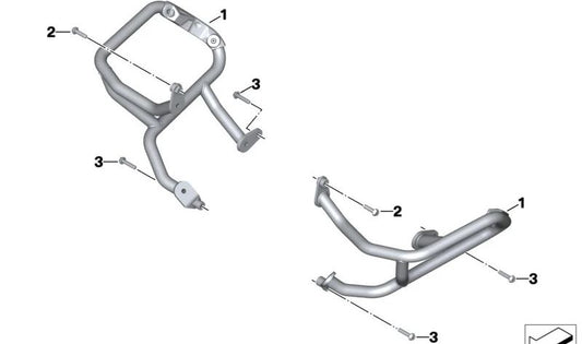 Estribo de protección de motor derecho OEM 11841541244 para motos BMW R1250GS, R1200GS. Original BMW Motorrad.