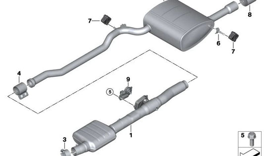 Silenciador adicional trasero OEM 18308594008 para MINI F56 Cooper D, F57 Cooper D, One D... y más. Original MINI.