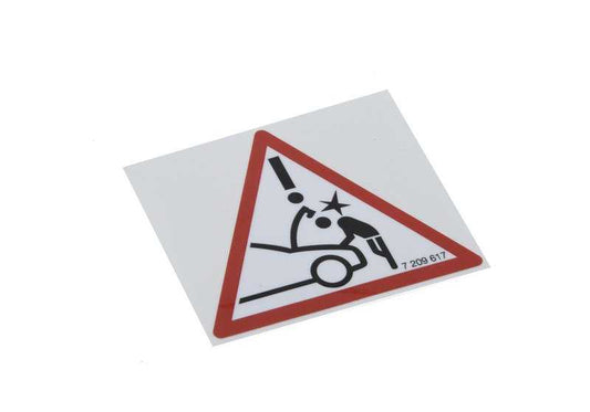 Placa indicativa para gancho de remolque OEM 71217209617 para BMW F07, F10, F11, F06, F12, F13, F01, F02, F04, F25, F26, F15, F85, F16, F86. Original BMW.