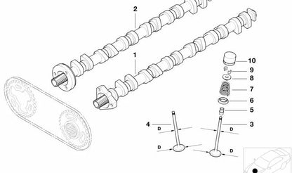 Eje de Levas de Escape para BMW Serie 3 E46, Serie 5 E39, E60, E61, Serie 7 E38, E65, E66, X3 E83, X5 E53, Z4 E85 (OEM 11311435416). Original BMW