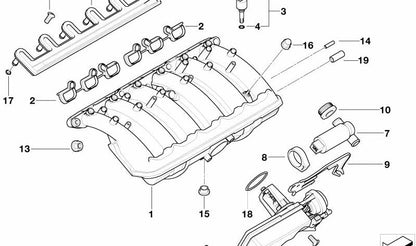 Conducto de admisión OEM 11611439965 para BMW E36, E46, E39, E38, Z3. Original BMW.