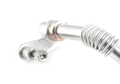 Tubo de retorno de aceite del turbo OEM 11427844987 para BMW F10, G30, F06, F06N, F12, F12N, F13, F13N, G11, G12, E70, F85, G05, E71, F86, G07. Original BMW.