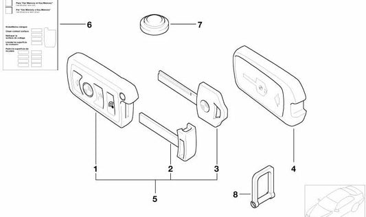 Remote control for BMW 7 Series E65, E66 (OEM 66126959045). Genuine BMW.