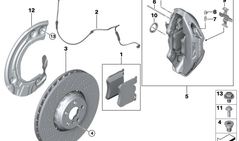 Caixa do grampo do freio azul direito para BMW 7 G11N Series, G12, G12N Series 8 G14, G15, G16 (OEM 34106891336). BMW original