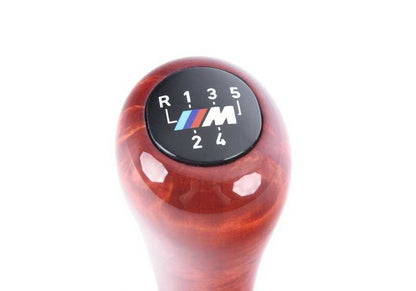 Pomo de cambio de madera con emblema M (5 velocidades) OEM 25112423689 para BMW E36, Z3. Original BMW.