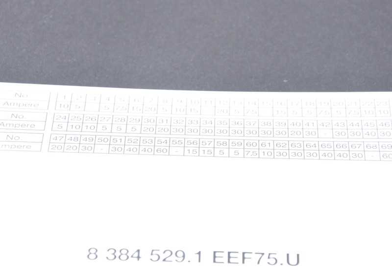 Tarjeta de asignación de fusibles OEM 61148384529 para BMW E87, E90, E91, E92, E93. Original BMW