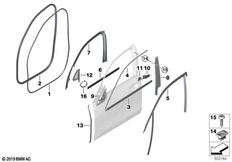 Triangolo specchio interno destro per BMW G05 (OEM 51417445514). BMW originale.