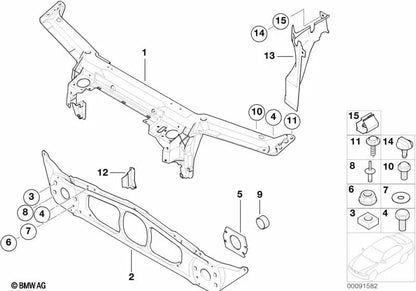 Top do septo frontal para BMW 3 E46 Series (OEM 51717114123). BMW original.