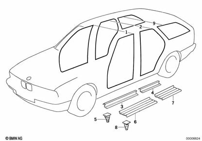 Cubierta de umbral de entrada delantero para BMW Serie 5 E34 (OEM 51478137306). Original BMW