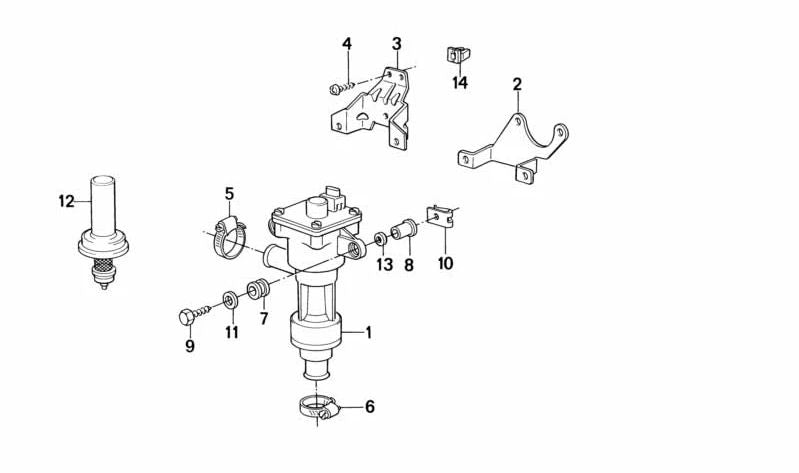 Válvula de agua calefacción OEM 64111373191 para BMW E28, E24. Original BMW.